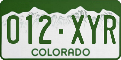 CO license plate 012XYR