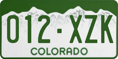 CO license plate 012XZK