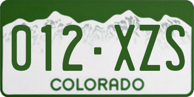 CO license plate 012XZS