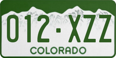 CO license plate 012XZZ