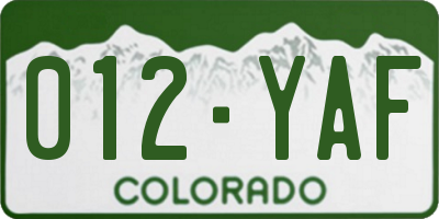 CO license plate 012YAF