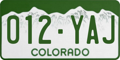 CO license plate 012YAJ