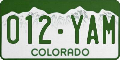 CO license plate 012YAM