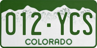 CO license plate 012YCS