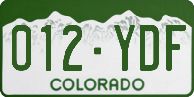 CO license plate 012YDF