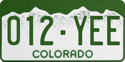 CO license plate 012YEE