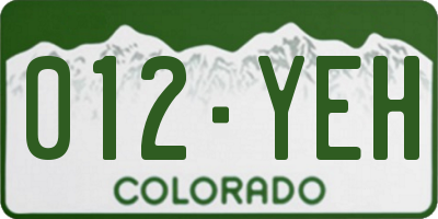 CO license plate 012YEH