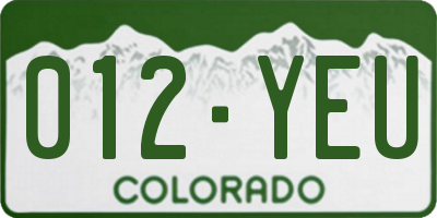 CO license plate 012YEU