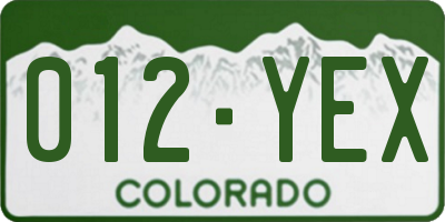 CO license plate 012YEX