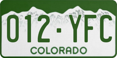 CO license plate 012YFC