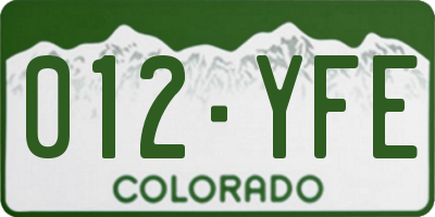 CO license plate 012YFE