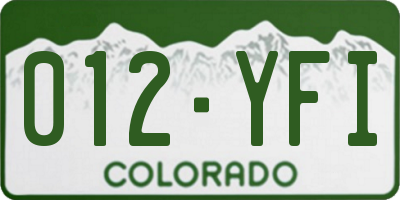 CO license plate 012YFI