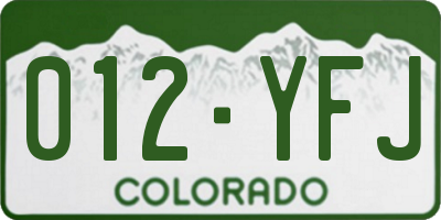 CO license plate 012YFJ