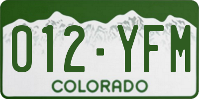CO license plate 012YFM