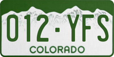 CO license plate 012YFS