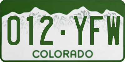 CO license plate 012YFW