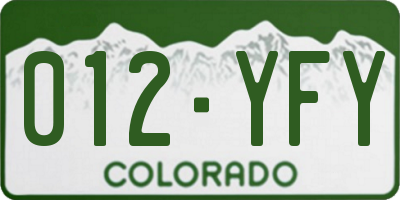 CO license plate 012YFY