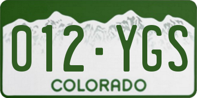 CO license plate 012YGS