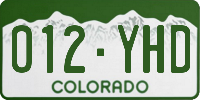 CO license plate 012YHD