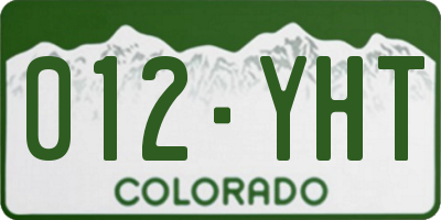 CO license plate 012YHT