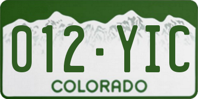 CO license plate 012YIC