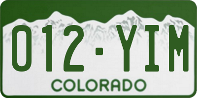 CO license plate 012YIM