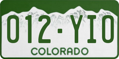 CO license plate 012YIO