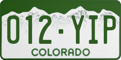 CO license plate 012YIP