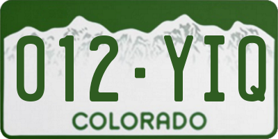 CO license plate 012YIQ