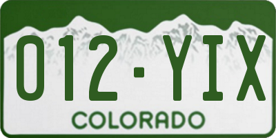 CO license plate 012YIX
