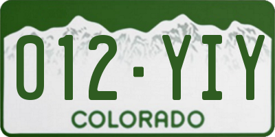 CO license plate 012YIY