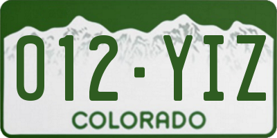CO license plate 012YIZ