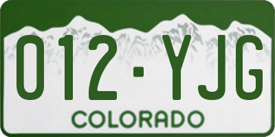CO license plate 012YJG