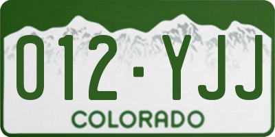 CO license plate 012YJJ
