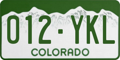CO license plate 012YKL