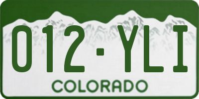 CO license plate 012YLI
