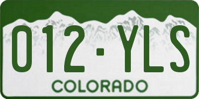 CO license plate 012YLS