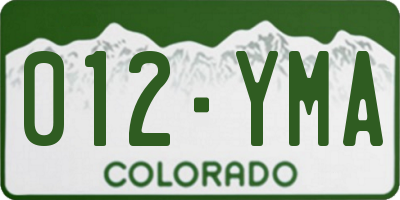 CO license plate 012YMA