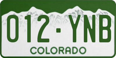 CO license plate 012YNB