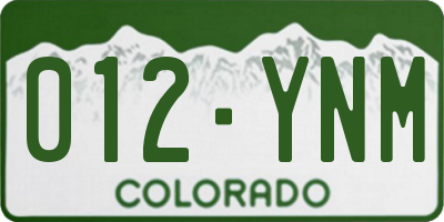 CO license plate 012YNM