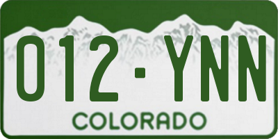 CO license plate 012YNN