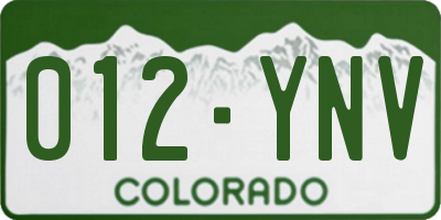 CO license plate 012YNV