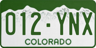CO license plate 012YNX