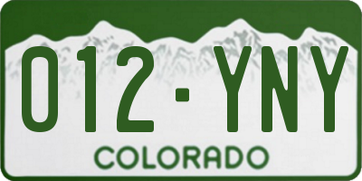 CO license plate 012YNY