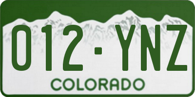 CO license plate 012YNZ