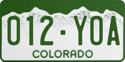 CO license plate 012YOA