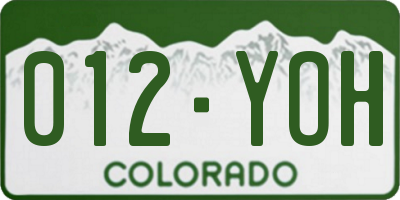 CO license plate 012YOH