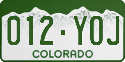 CO license plate 012YOJ
