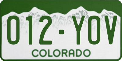CO license plate 012YOV