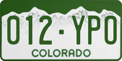CO license plate 012YPO